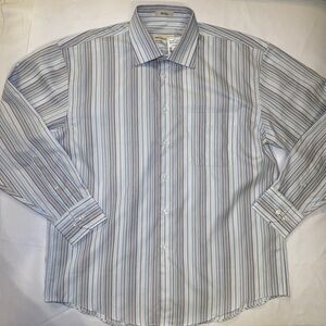 Pronto Uomo 80’s 2 Ply Non-Iron Striped Button Down‎ Dress Shirt Size Large NWT